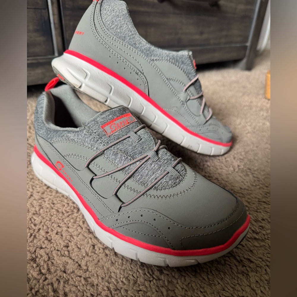Skechers Gray and Red Athletic Shoes